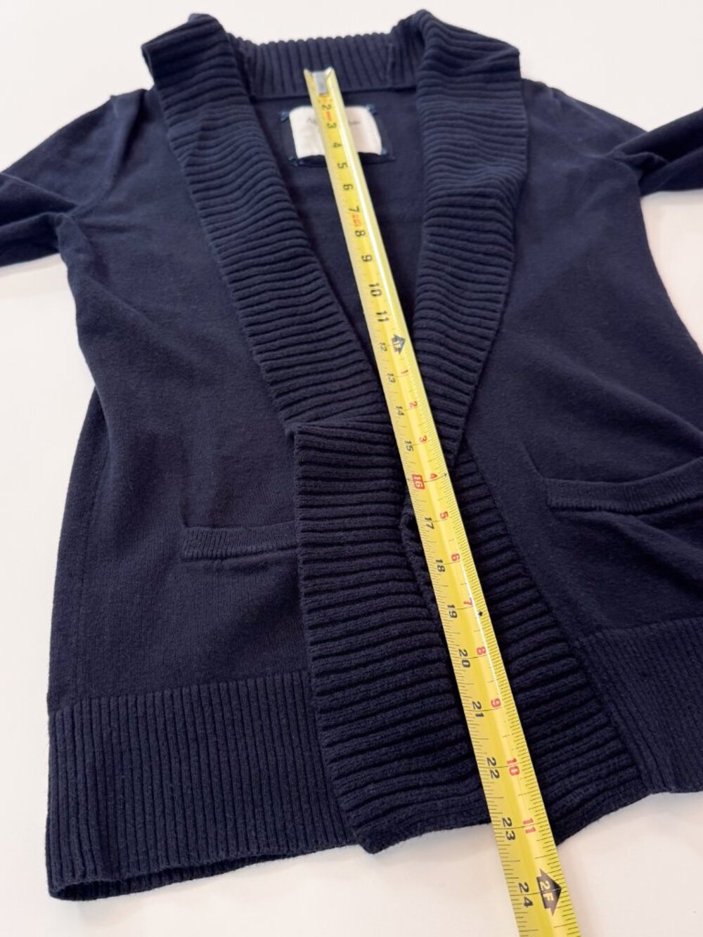2010s VTG A&F "Ezra" Chunky Ribbed Shawl Collar Cardigan Navy Blue Small Preppy - Picture 11 of 16